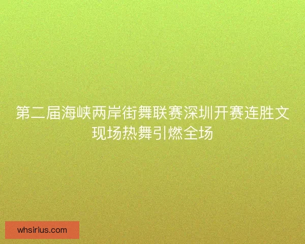 第二届海峡两岸街舞联赛深圳开赛连胜文现场热舞引燃全场