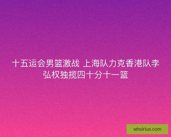 十五运会男篮激战 上海队力克香港队李弘权独揽四十分十一篮